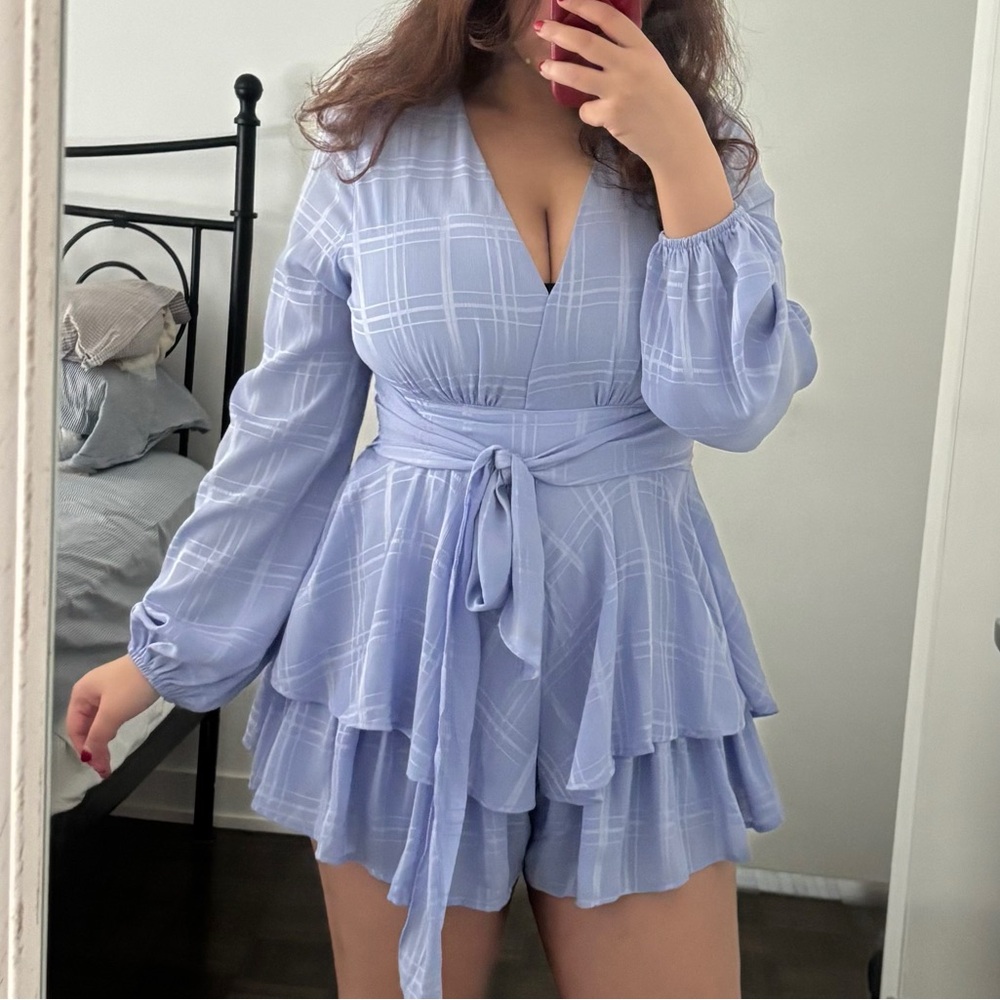 Fashion Nova Blue Romper - Picture 1 of 4